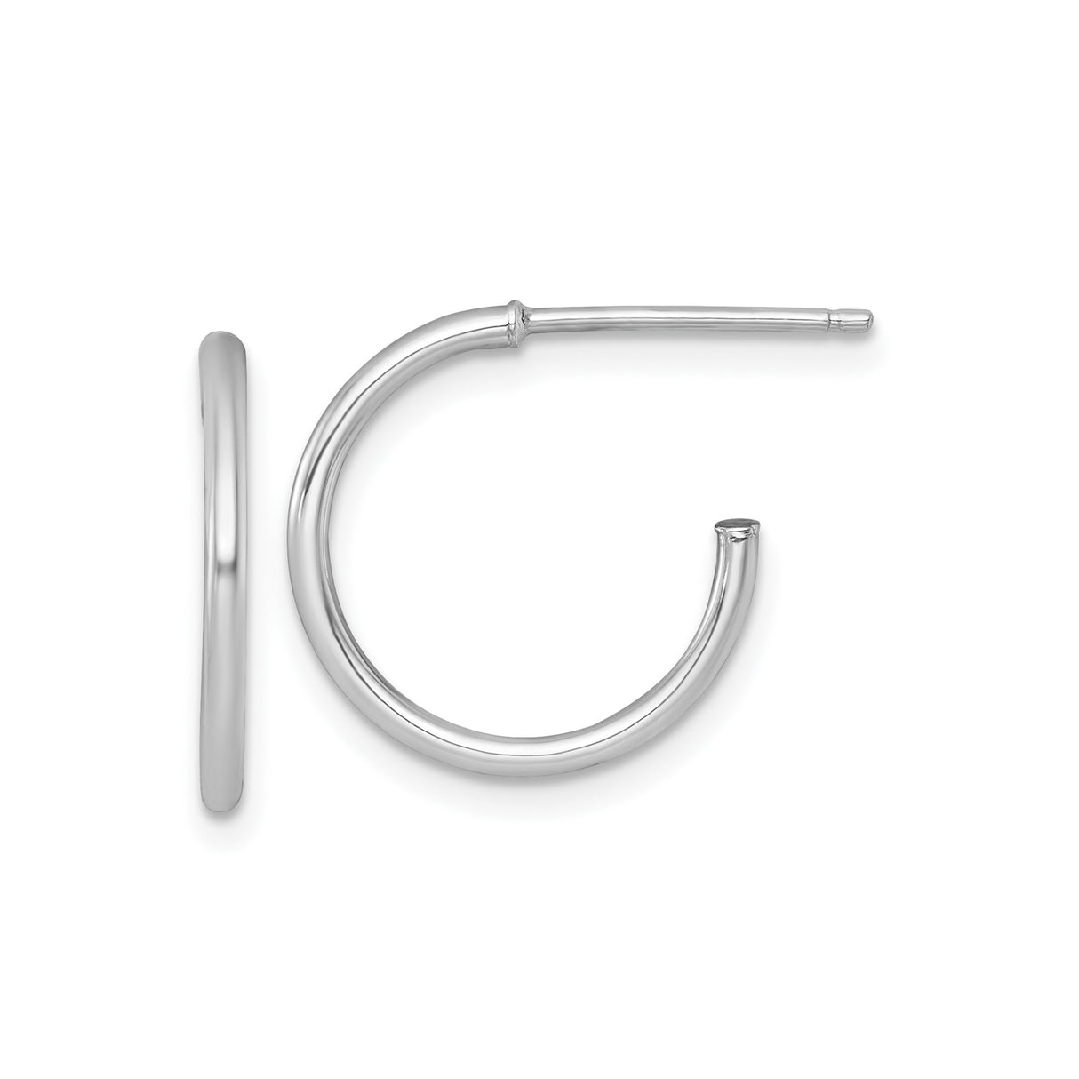 14k White Gold Hoop Earrings, Medium Size with Smooth High Polish Finish, Classic Minimalist Design