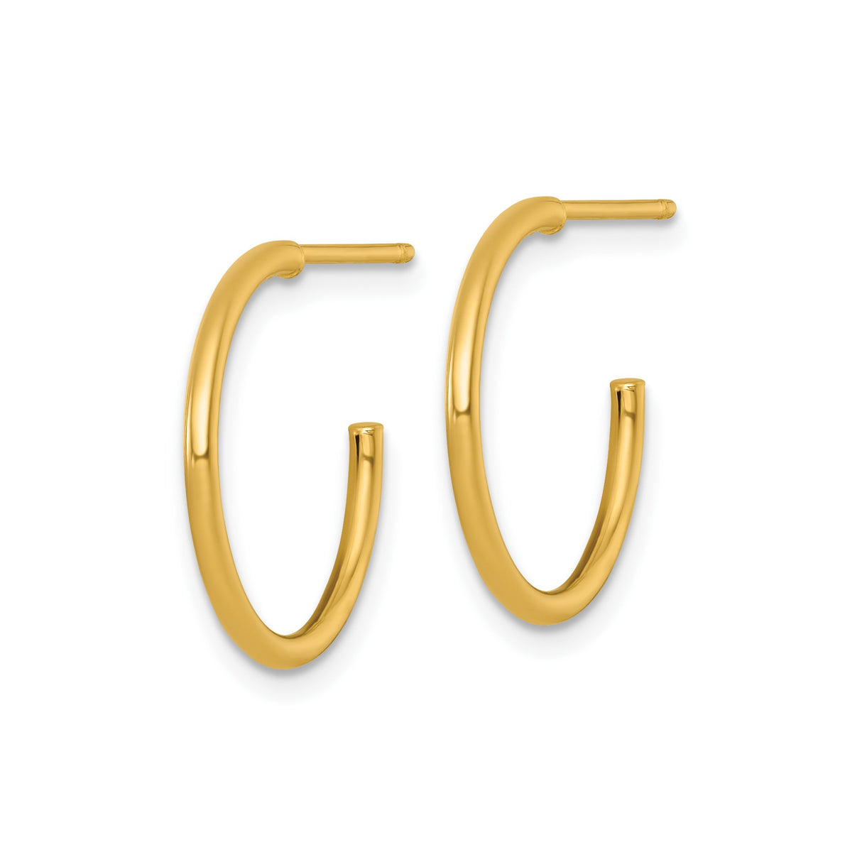 14k Yellow Gold Hoop Earrings, Lightweight Polished Minimalist Round Design for Women