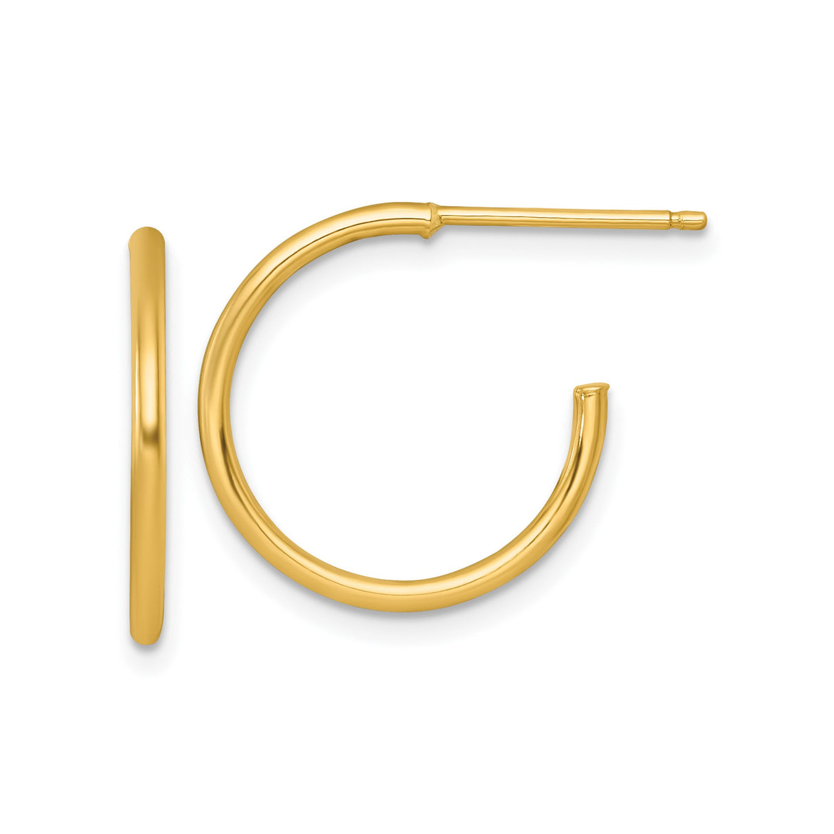 14k Yellow Gold Hoop Earrings, Lightweight Polished Minimalist Round Design for Women