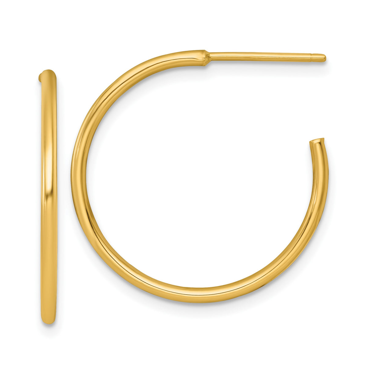14k Yellow Gold Hoop Earrings, Lightweight Minimalist Classic Polished Hoops for Women or Unisex Wear