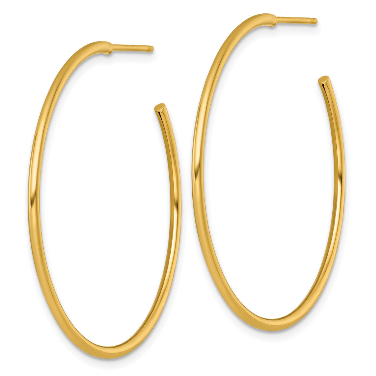 14k Yellow Gold Hoop Earrings, Classic Thin Round, Lightweight Minimalist Style for Women