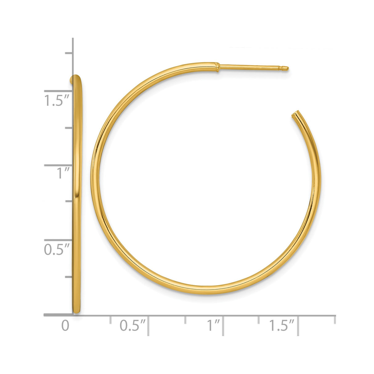 14k Yellow Gold Hoop Earrings, Classic Thin Round, Lightweight Minimalist Style for Women