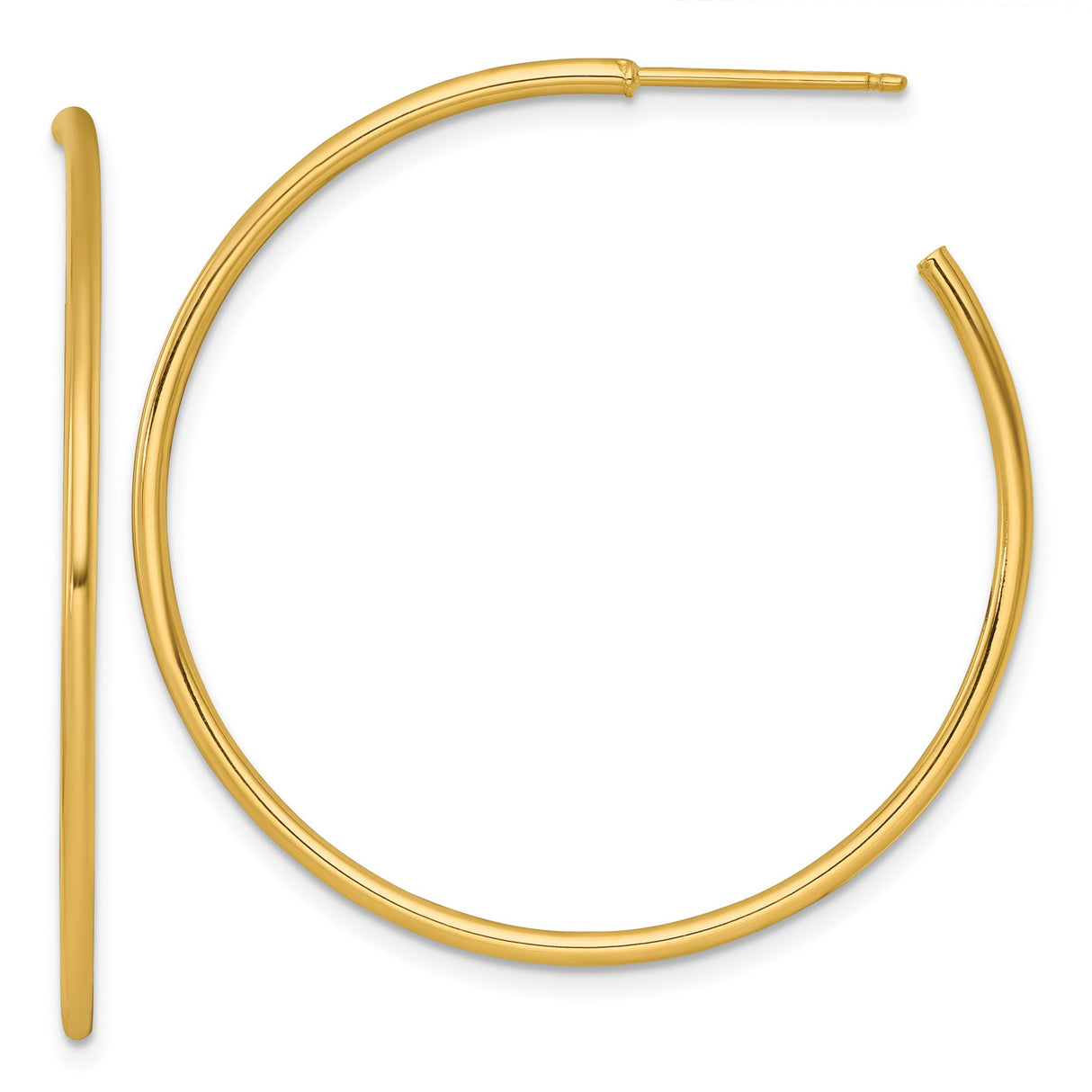 14k Yellow Gold Hoop Earrings, Classic Thin Round, Lightweight Minimalist Style for Women