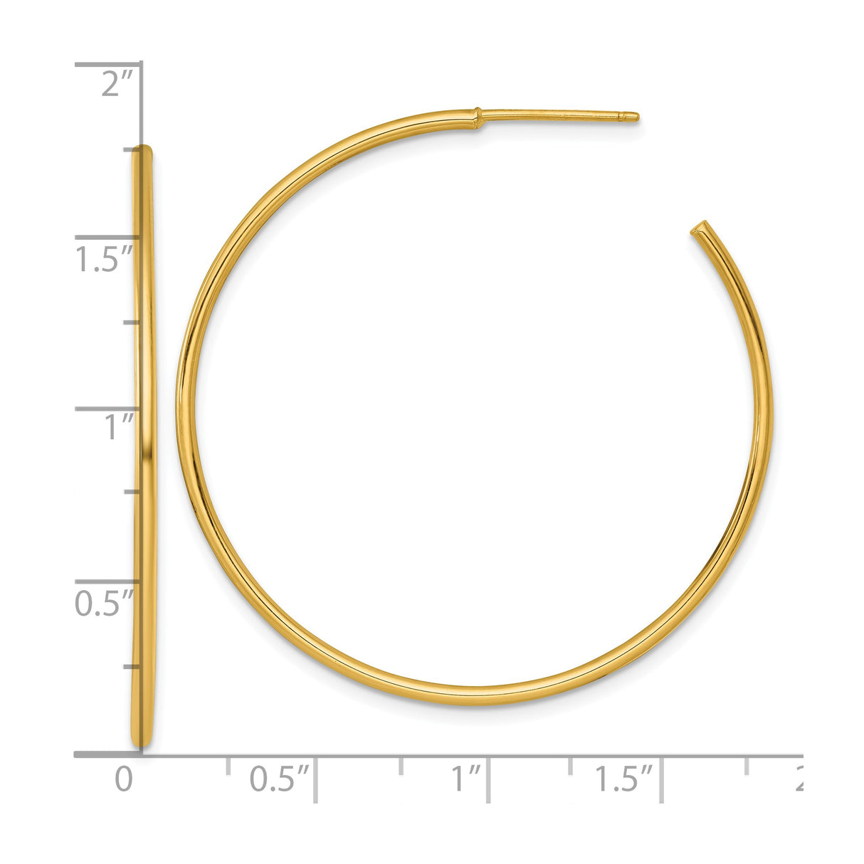 14k Yellow Gold Hoop Earrings, Classic C-Hoop Design with Polished Finish, Minimalist Style