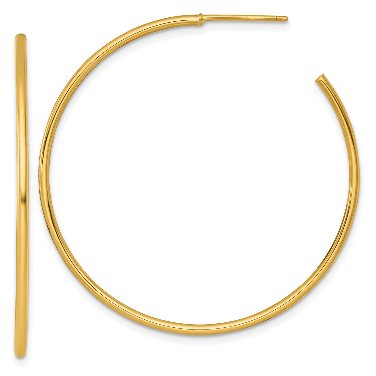 14k Yellow Gold Hoop Earrings, Classic C-Hoop Design with Polished Finish, Minimalist Style