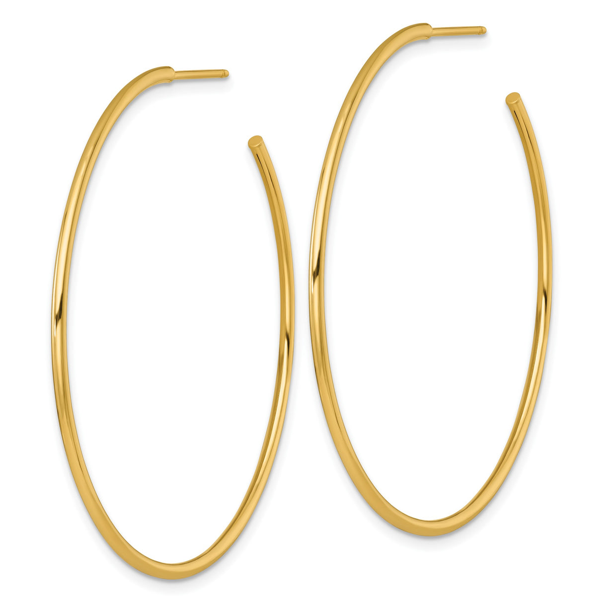 14k Yellow Gold Hoop Earrings, Sleek Minimalist Design, Classic Round Lightweight Style for Women