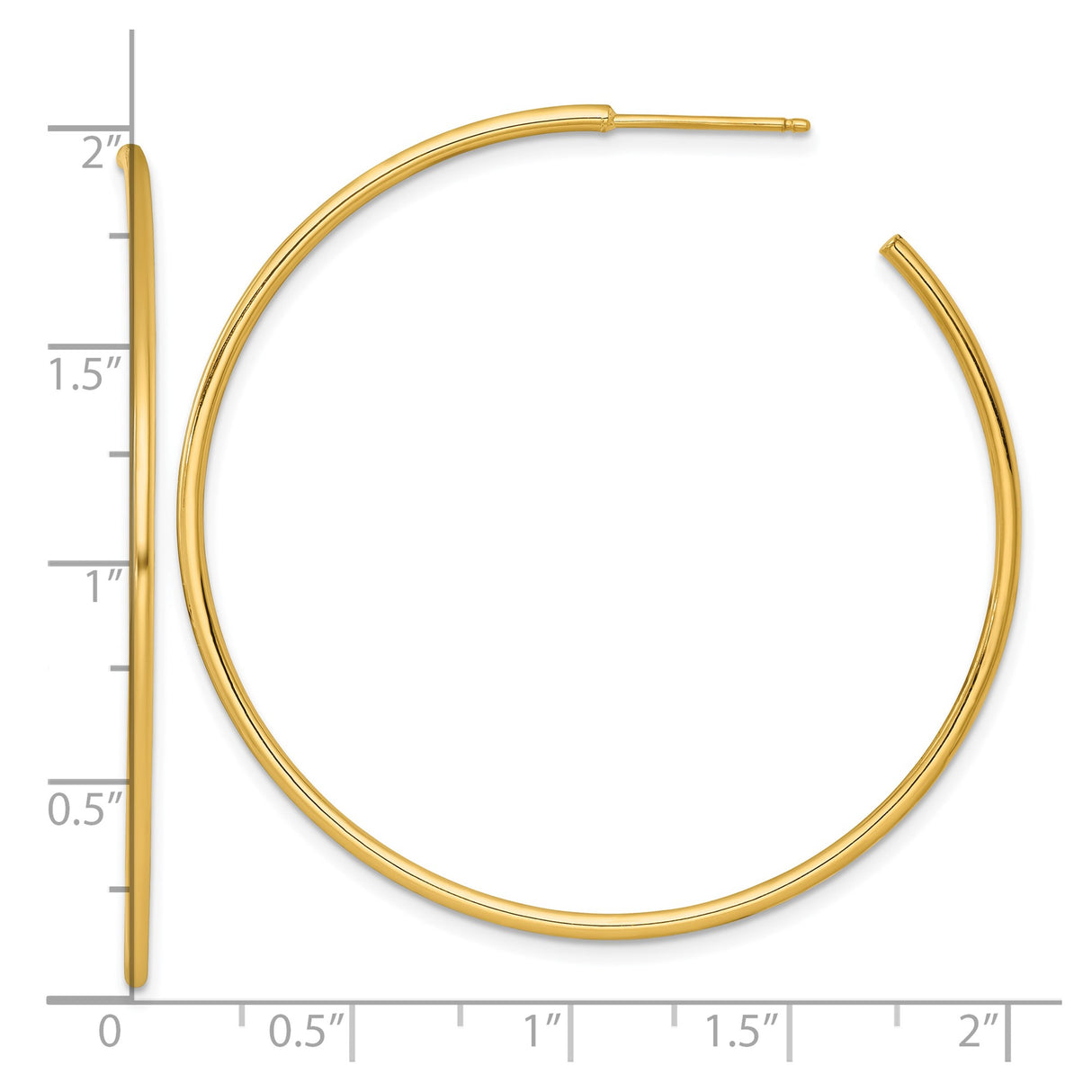 14k Yellow Gold Hoop Earrings, Sleek Minimalist Design, Classic Round Lightweight Style for Women