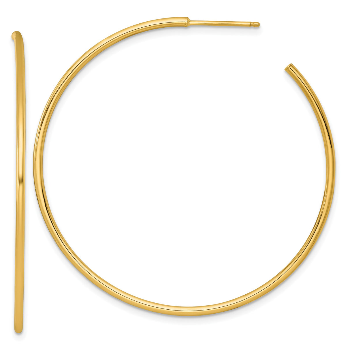 14k Yellow Gold Hoop Earrings, Sleek Minimalist Design, Classic Round Lightweight Style for Women