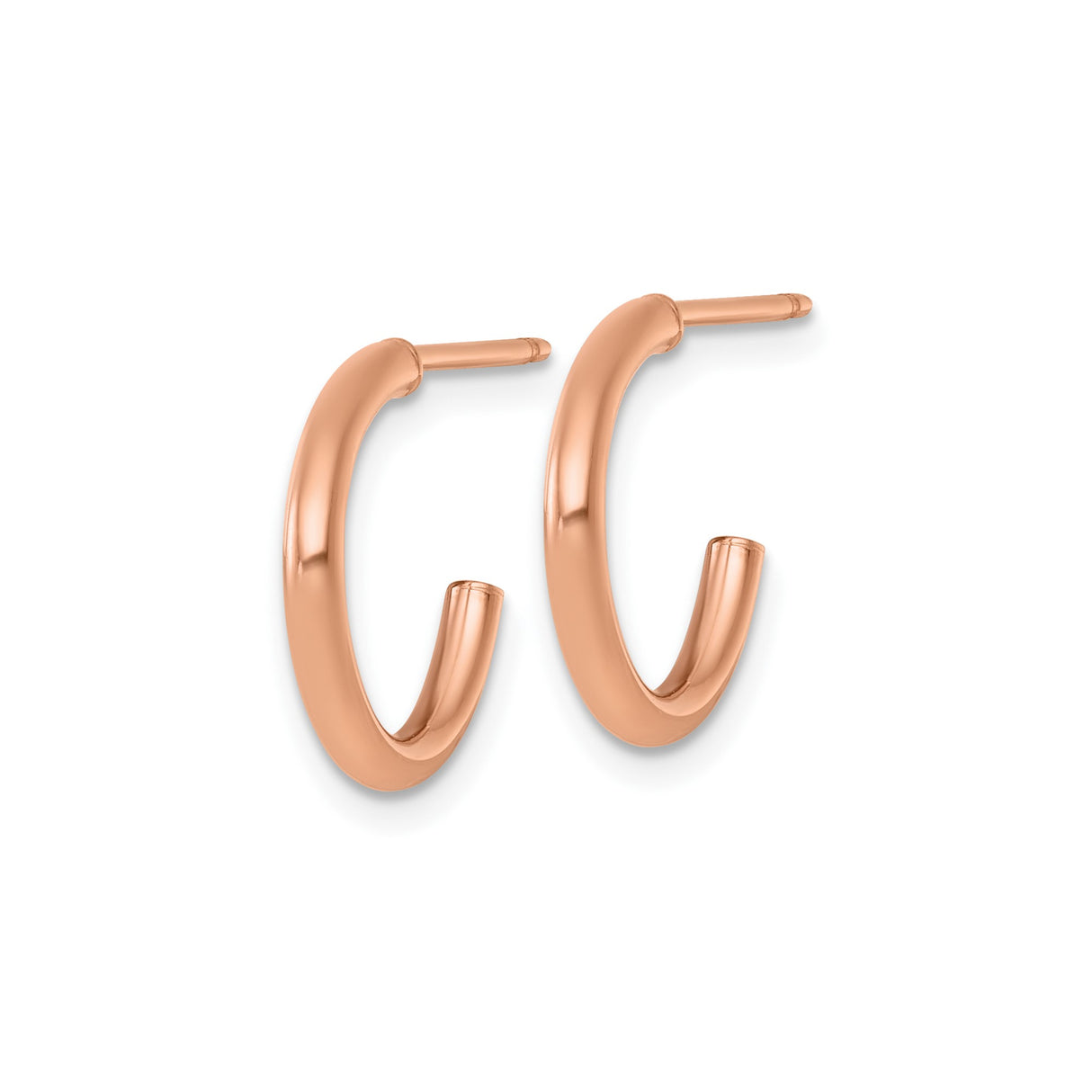 14k Rose Gold Hoop Earrings, Minimalist Tube Design with Smooth Polished Finish