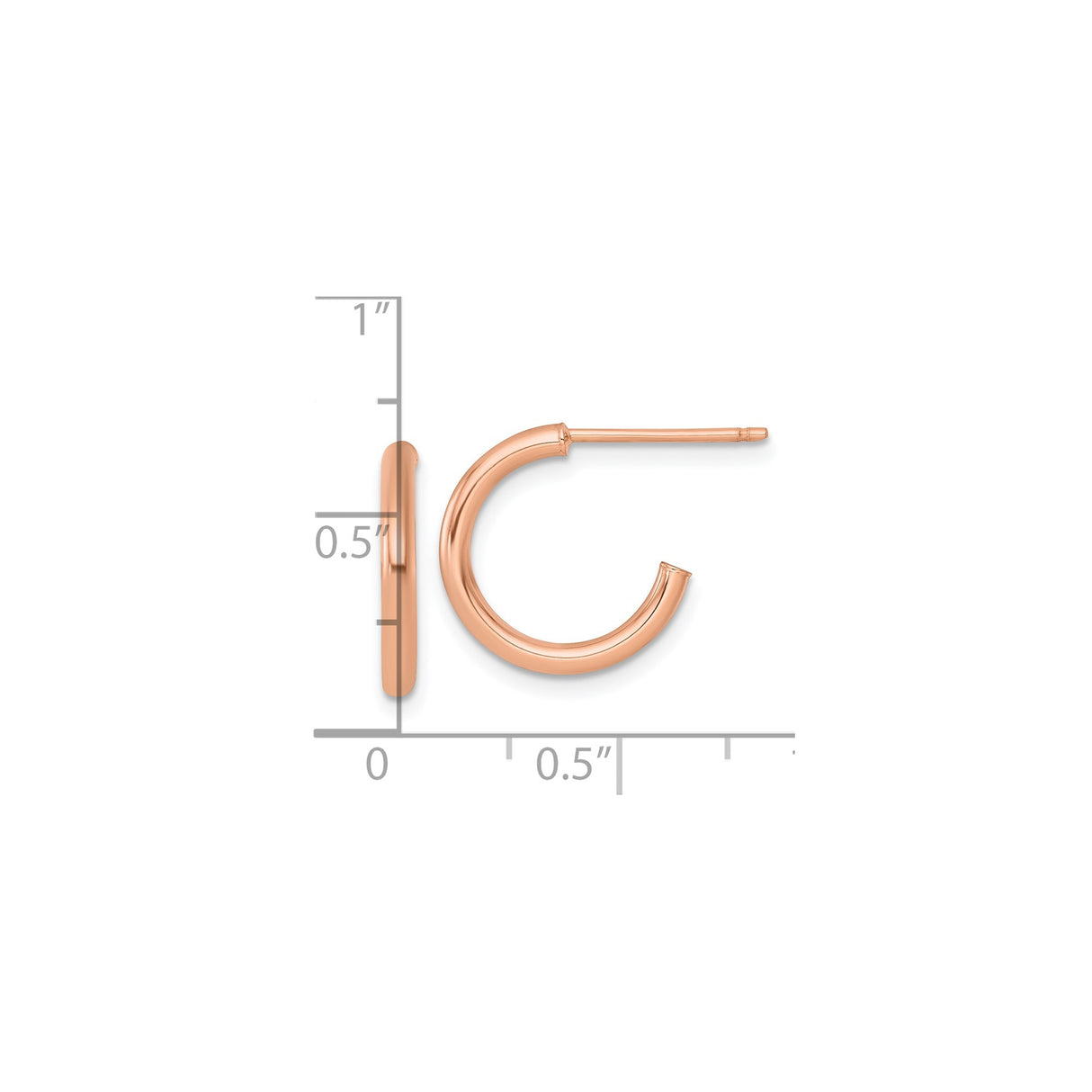 14k Rose Gold Hoop Earrings, Minimalist Tube Design with Smooth Polished Finish