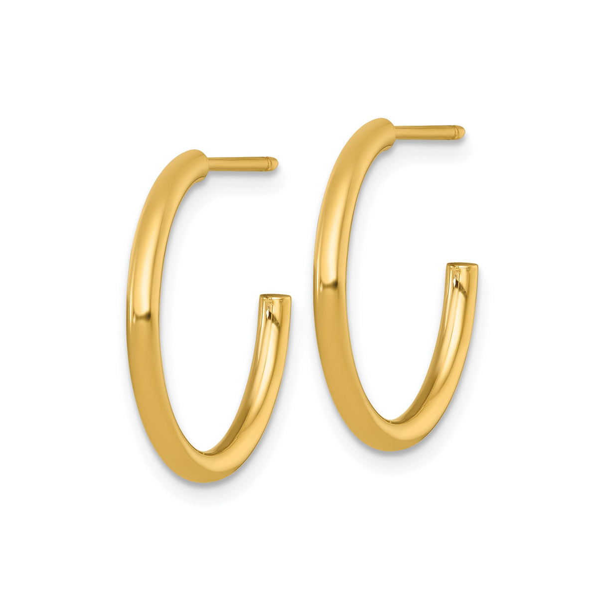 14k Yellow Gold Hoop Earrings, Polished Medium Tube Hoops, Minimalist Classic Design for Women