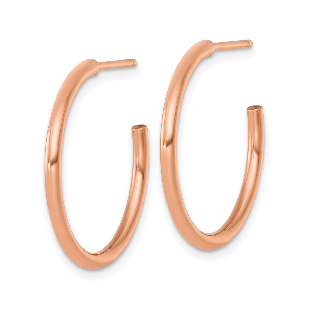 14k Rose Gold Hoop Earrings, Small Lightweight Tube Hoops with Sleek High Polish Finish
