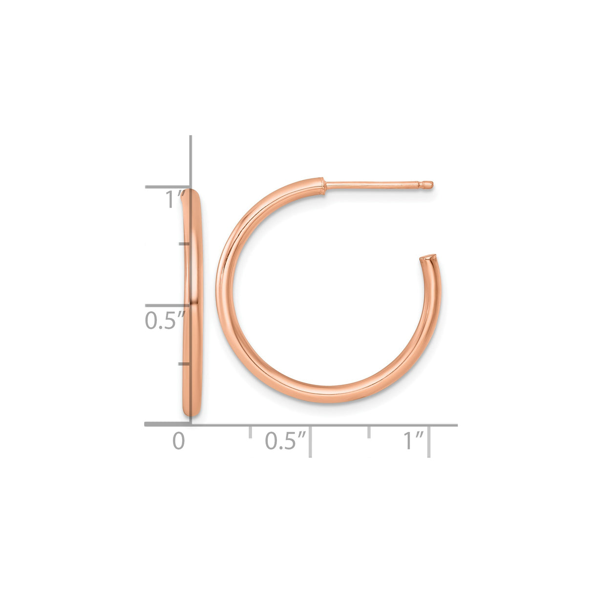 14k Rose Gold Hoop Earrings, Small Lightweight Tube Hoops with Sleek High Polish Finish