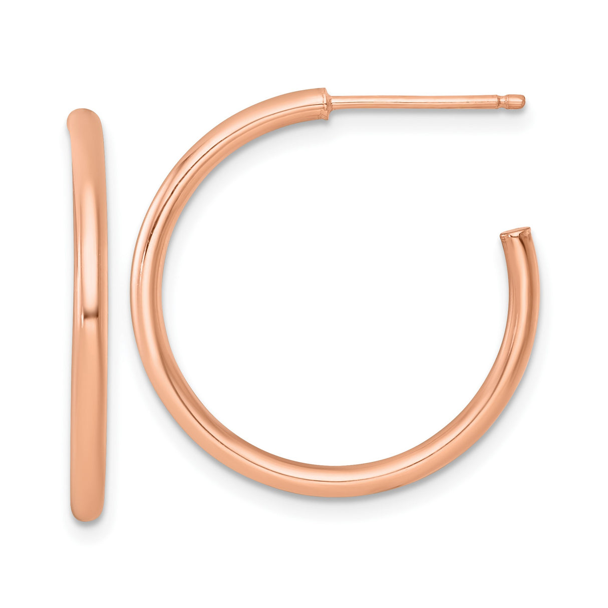 14k Rose Gold Hoop Earrings, Small Lightweight Tube Hoops with Sleek High Polish Finish