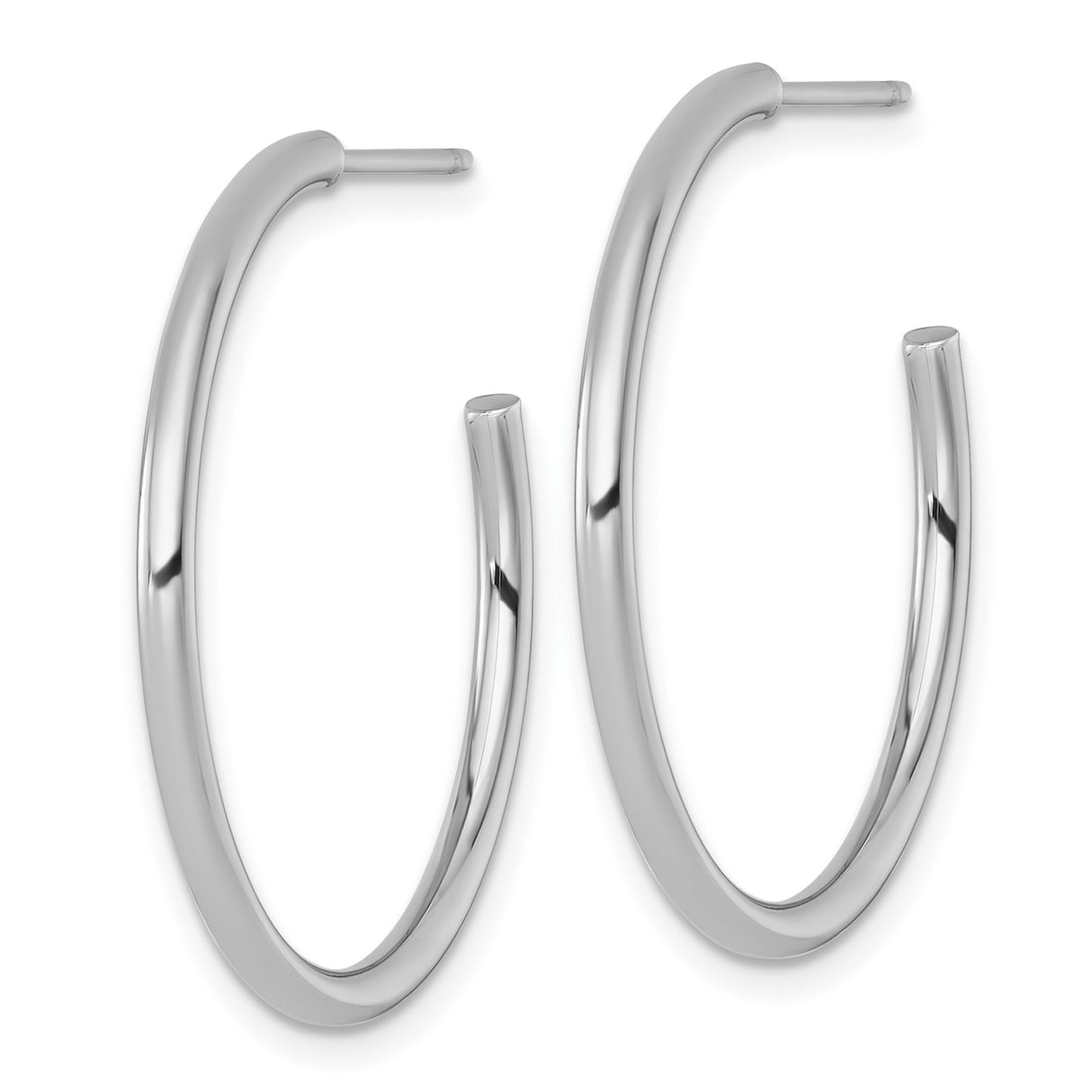 14k White Gold Hoop Earrings, Classic Polished Tube Design, Lightweight Minimalist Style