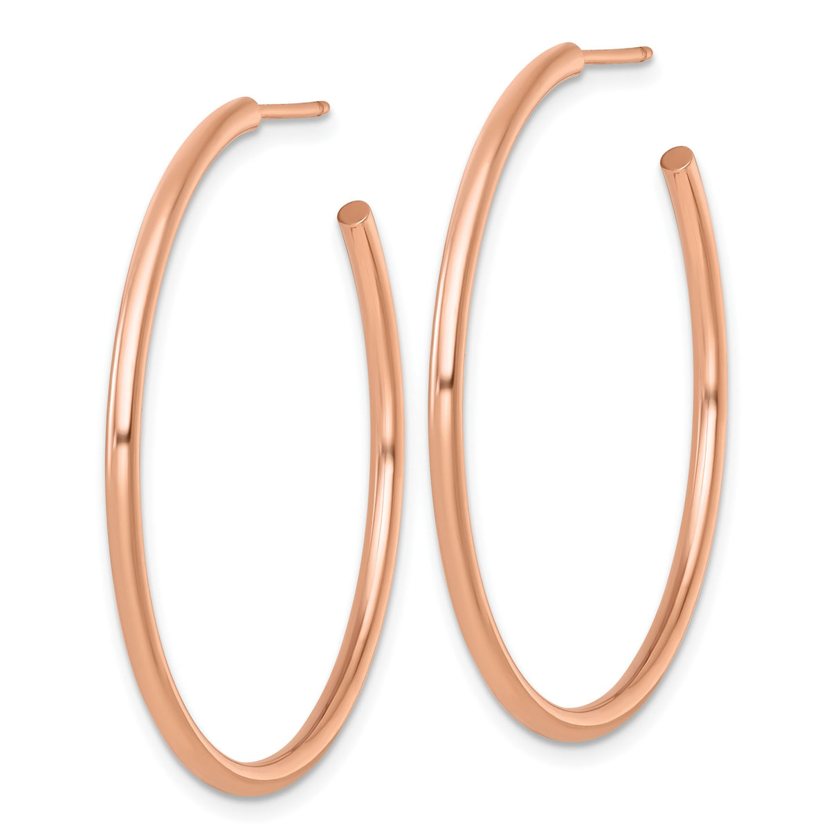 14k Rose Gold Hoop Earrings, Polished Medium Tube Hoops, Sleek Minimalist Design for Women