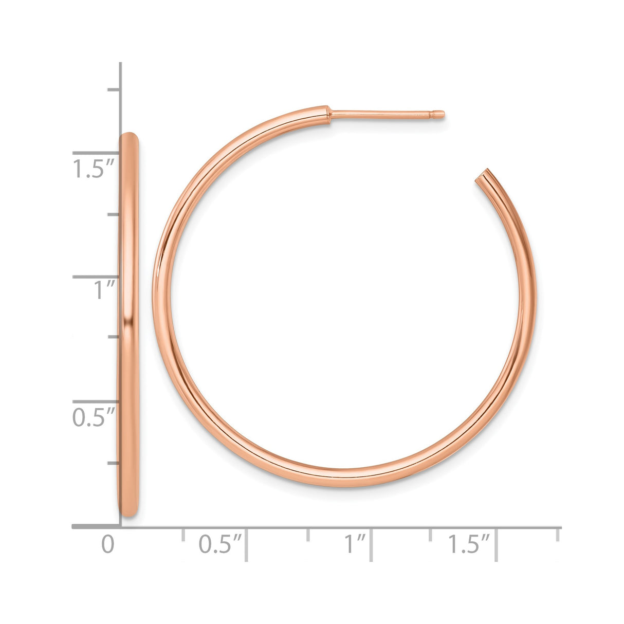 14k Rose Gold Hoop Earrings, Polished Medium Tube Hoops, Sleek Minimalist Design for Women