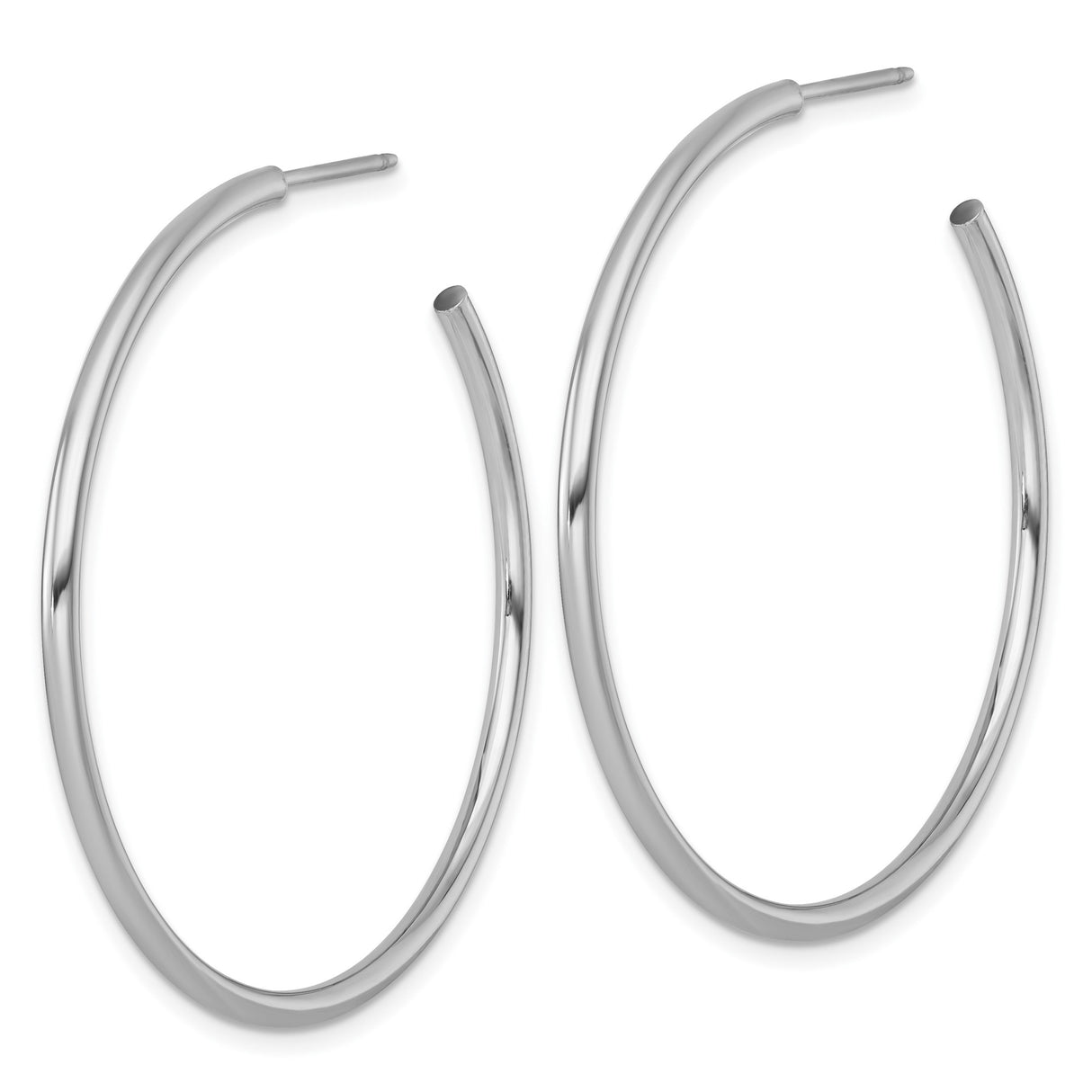 14k White Gold Hoop Earrings, Polished Medium Round Hoops, Sleek Minimalist Design for Women