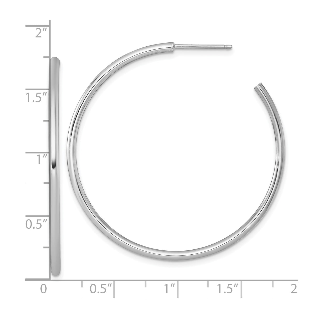 14k White Gold Hoop Earrings, Polished Medium Round Hoops, Sleek Minimalist Design for Women