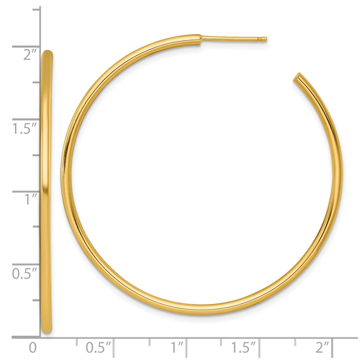 14k Yellow Gold Hoop Earrings, Sleek Minimalist Lightweight Round Tube Design for Women
