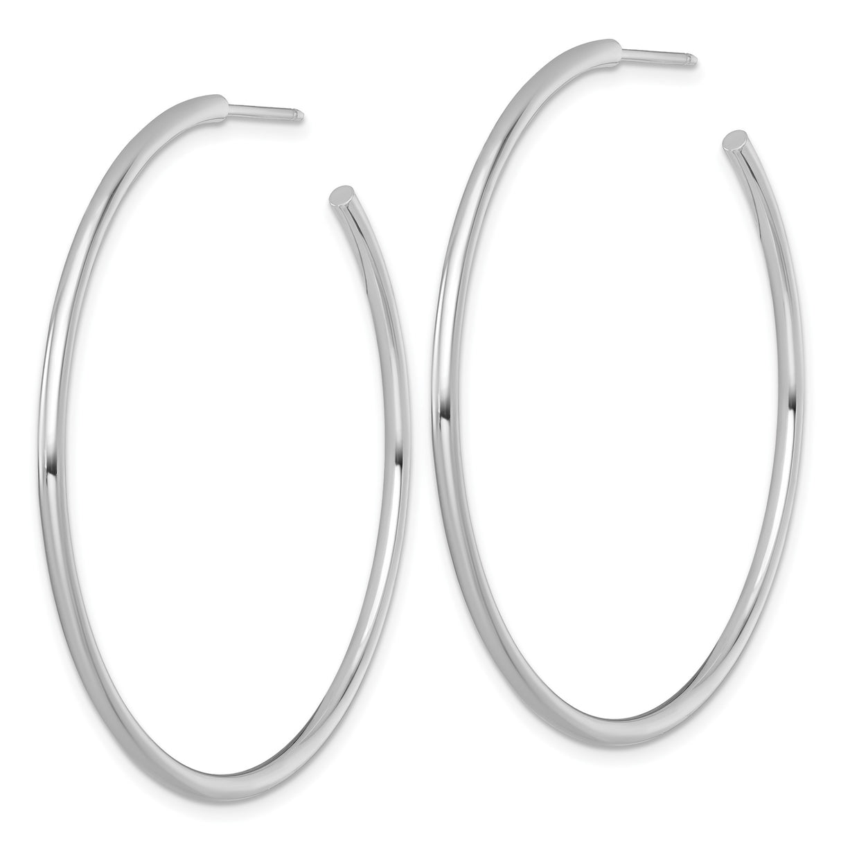 14k White Gold Hoop Earrings, Sleek Polished Round Minimalist Design for Women