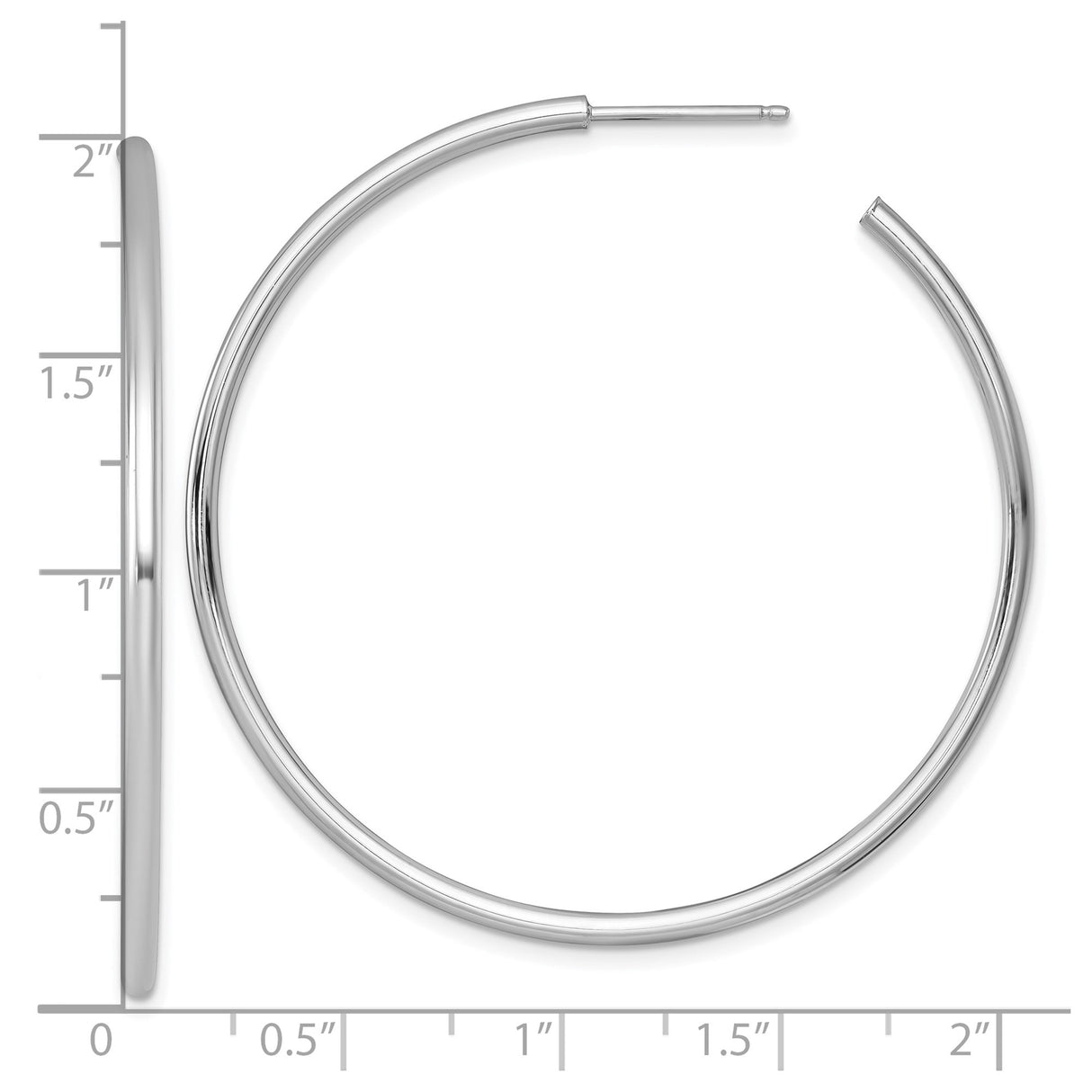 14k White Gold Hoop Earrings, Sleek Polished Round Minimalist Design for Women