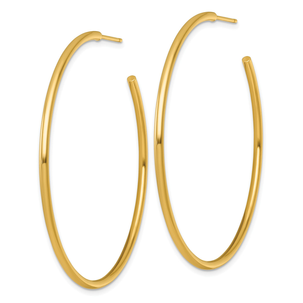 14k Yellow Gold Hoop Earrings, Lightweight Polished Tube Hoops, Minimalist Everyday Style