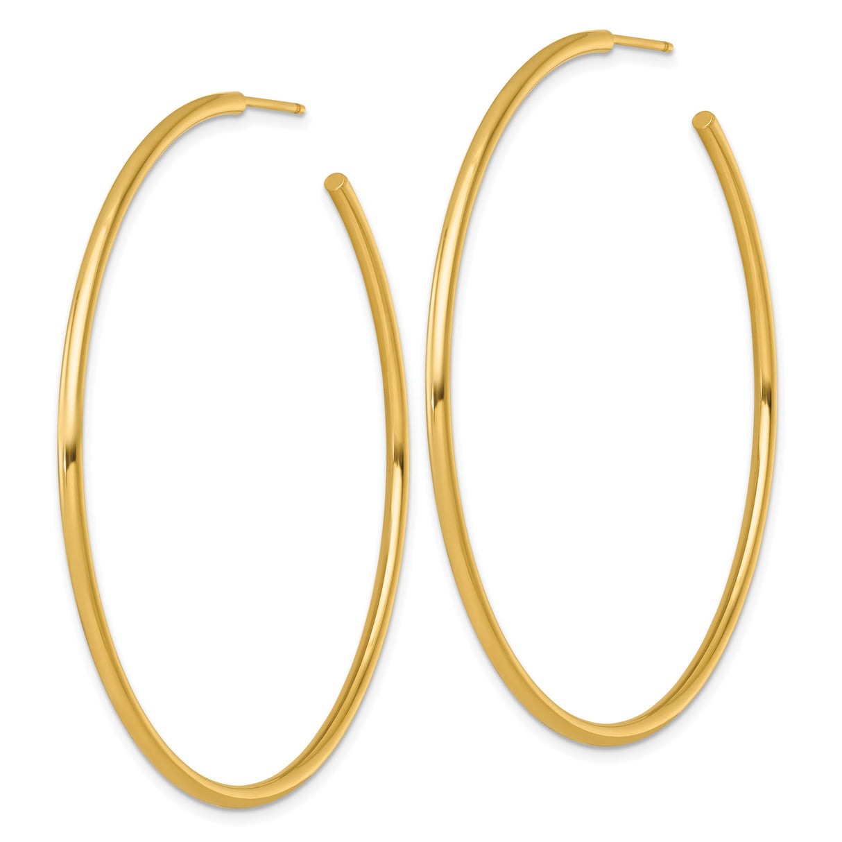 14k Yellow Gold Hoop Earrings, Lightweight Tube Design with Polished Finish for Women