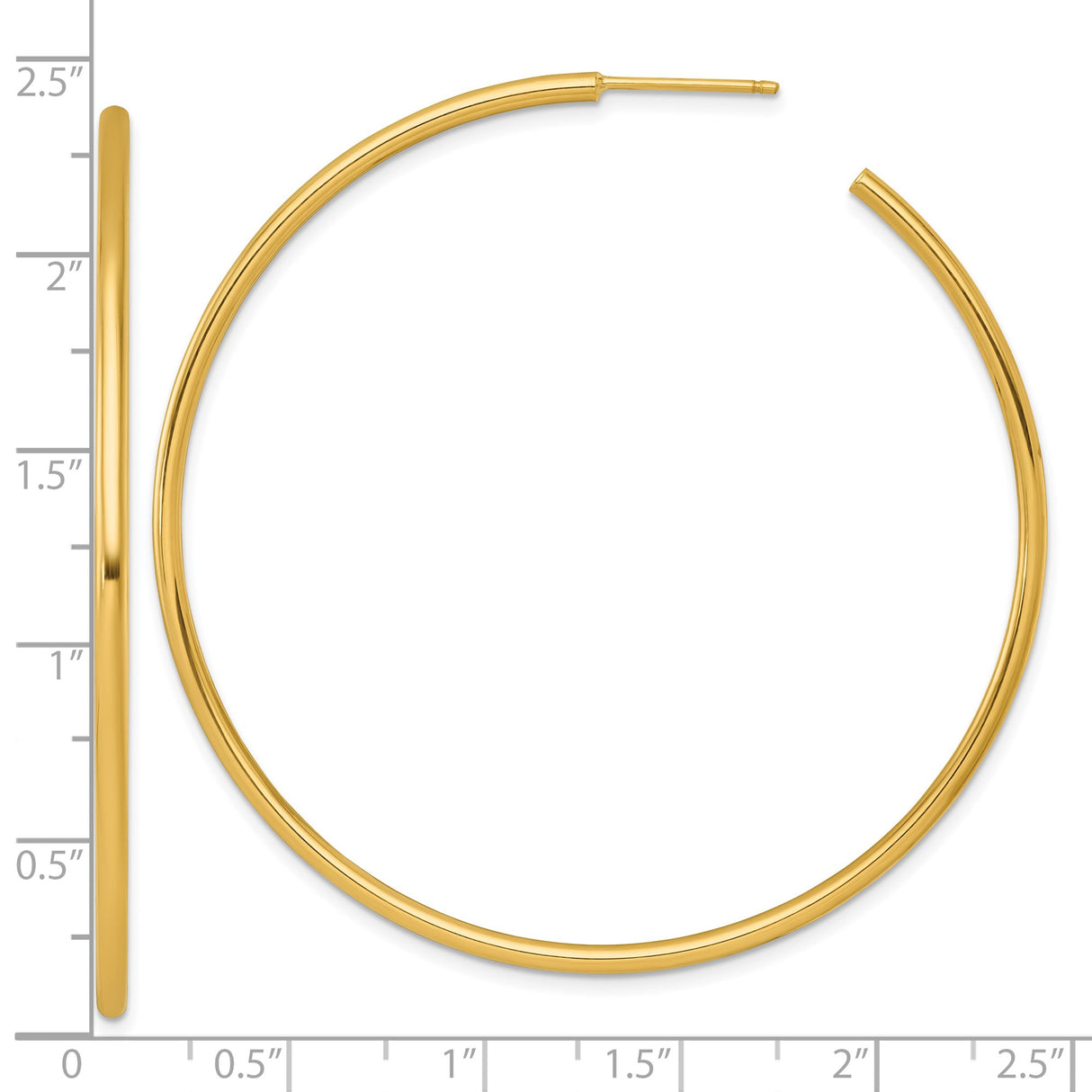14k Yellow Gold Hoop Earrings, Lightweight Tube Design with Polished Finish for Women