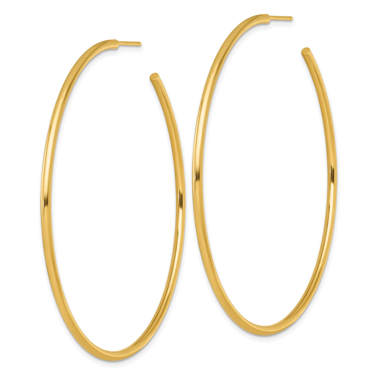 14k Yellow Gold Hoop Earrings, Polished Thin Tube C-Hoop Style, Lightweight Minimalist Design