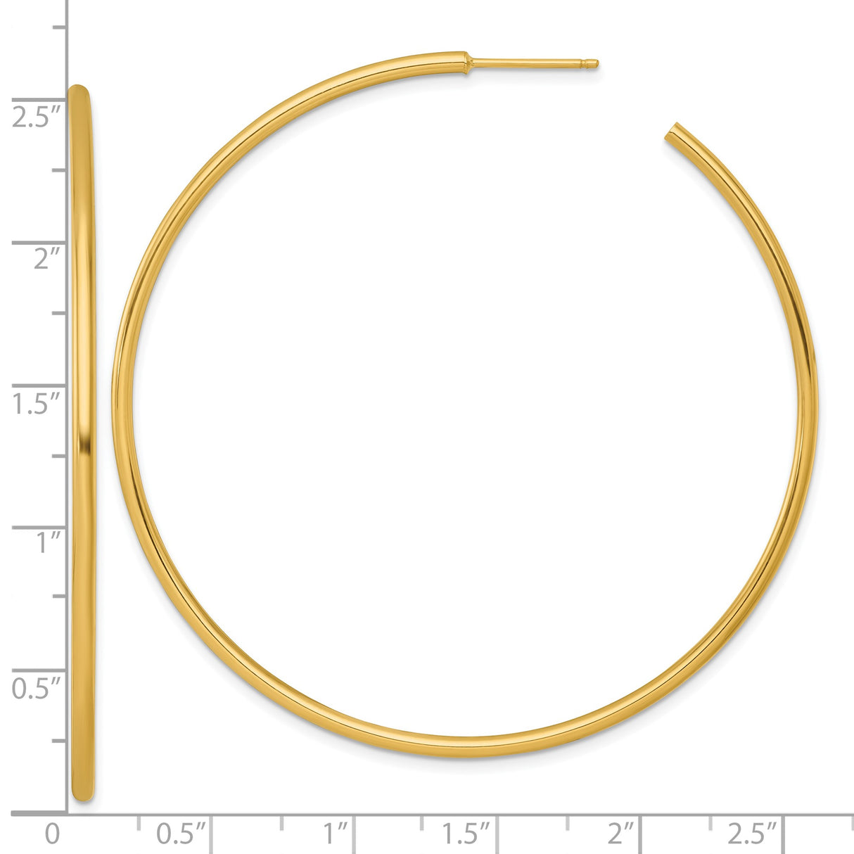 14k Yellow Gold Hoop Earrings, Polished Thin Tube C-Hoop Style, Lightweight Minimalist Design