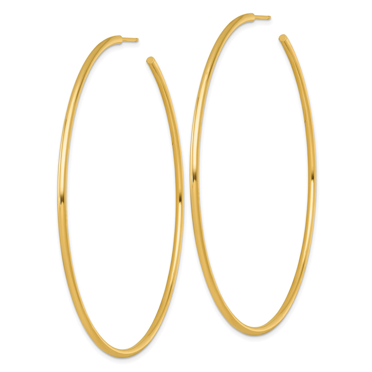 14k Yellow Gold Hoop Earrings, Classic Polished Round Tube Hoops, Lightweight Minimalist Design