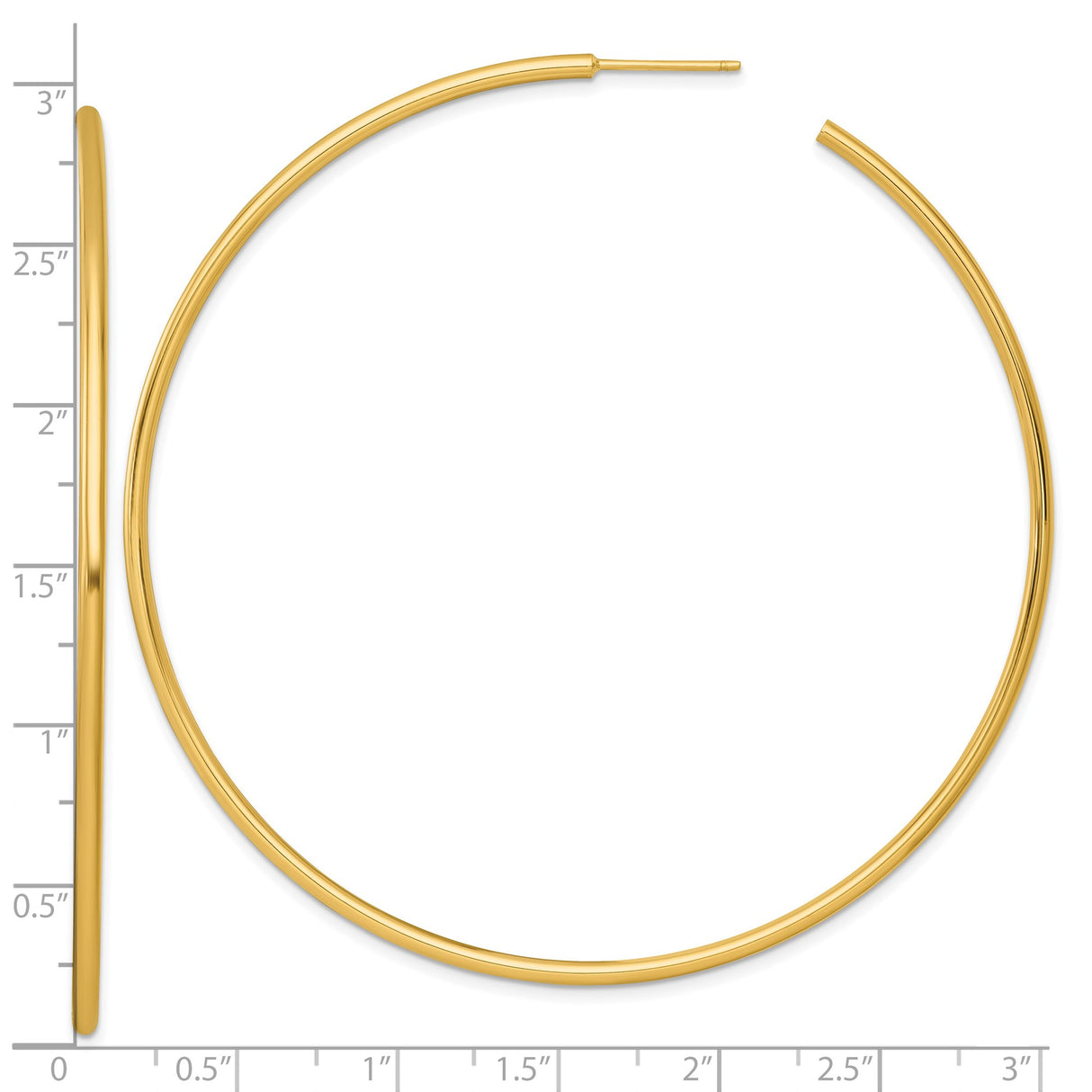 14k Yellow Gold Hoop Earrings, Classic Polished Round Tube Hoops, Lightweight Minimalist Design