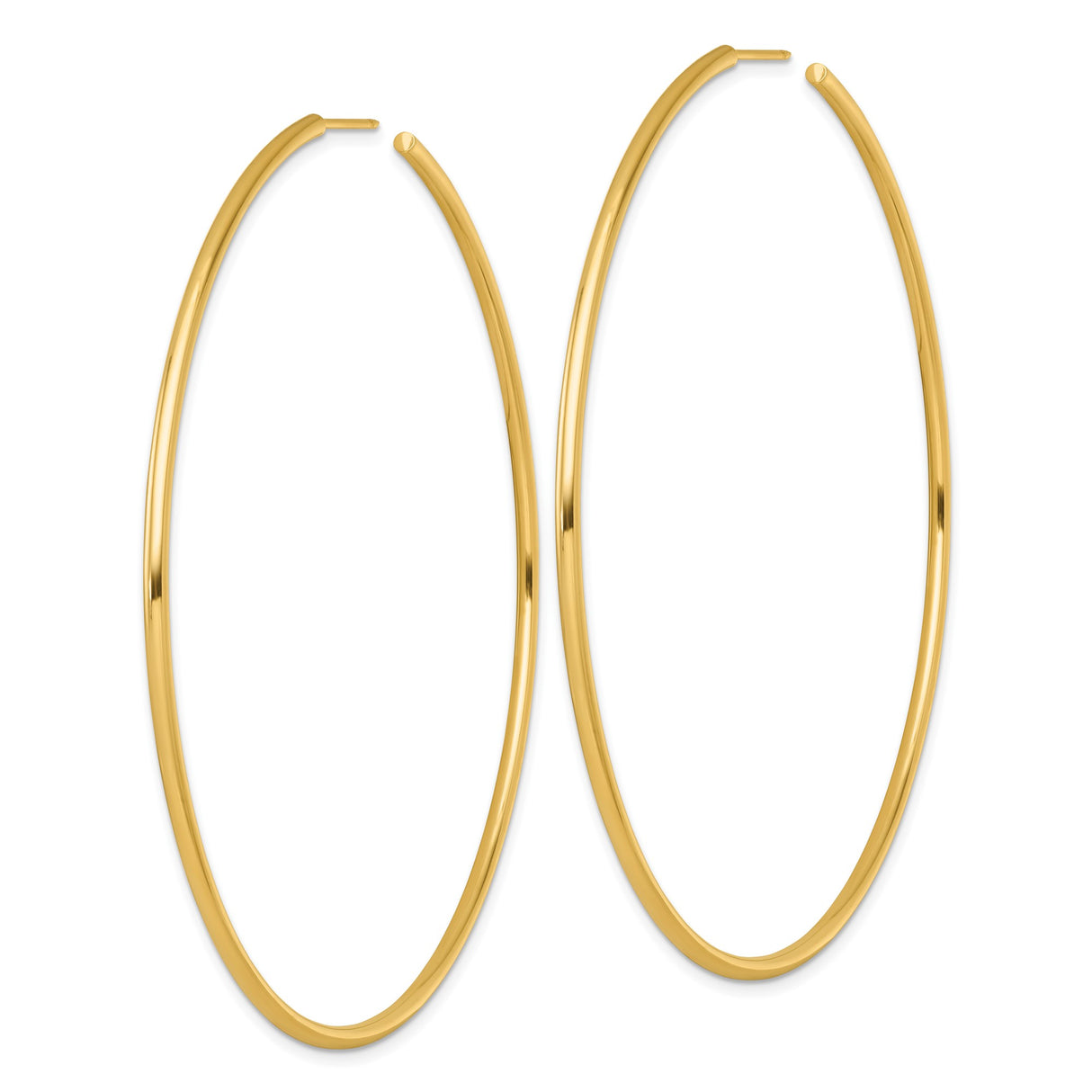 14k Yellow Gold Hoop Earrings, Thin Round Minimalist Design, Lightweight Classic Style for Women
