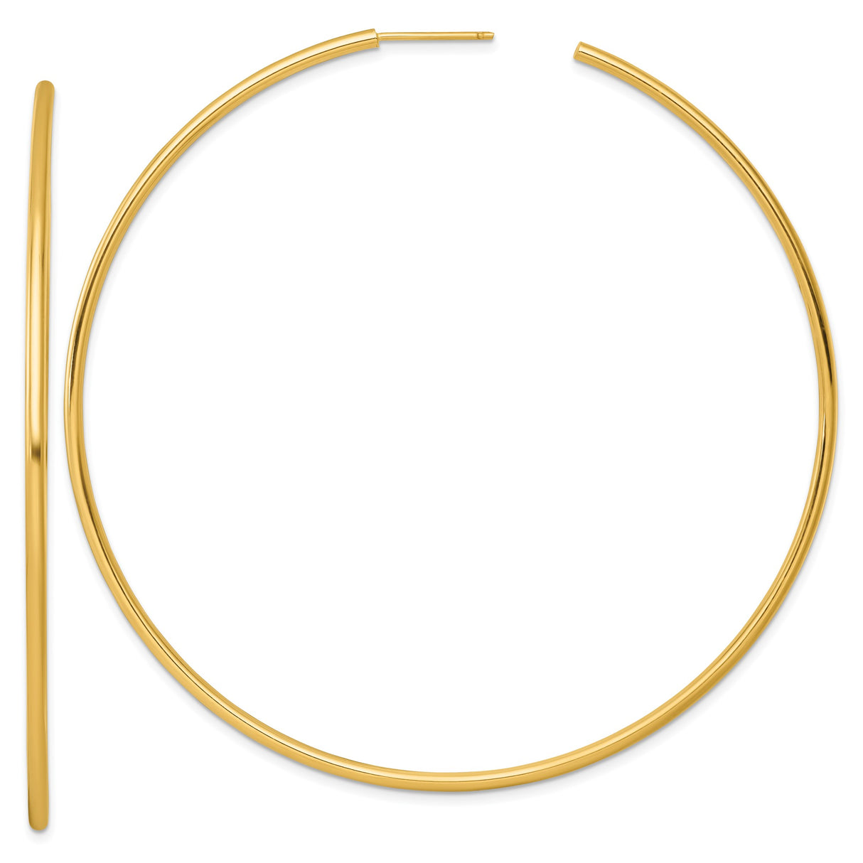 14k Yellow Gold Hoop Earrings, Thin Round Minimalist Design, Lightweight Classic Style for Women