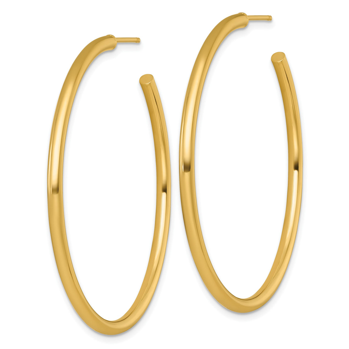 14k Yellow Gold Hoop Earrings, Classic Medium Round Hoops, Polished Minimalist Design