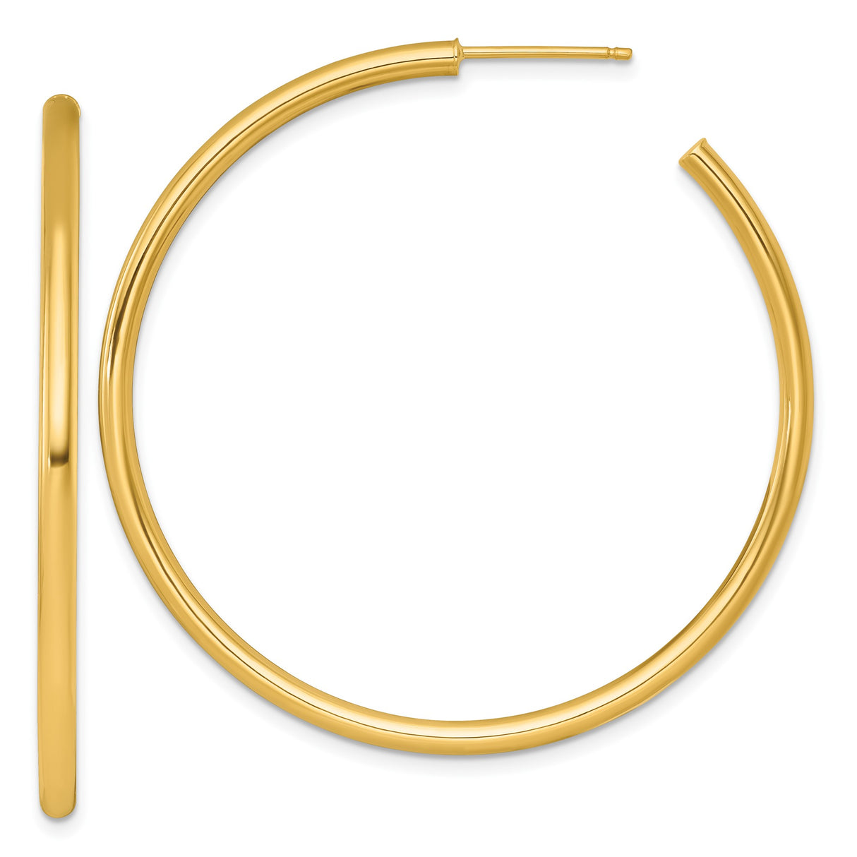 14k Yellow Gold Hoop Earrings, Classic Medium Round Hoops, Polished Minimalist Design