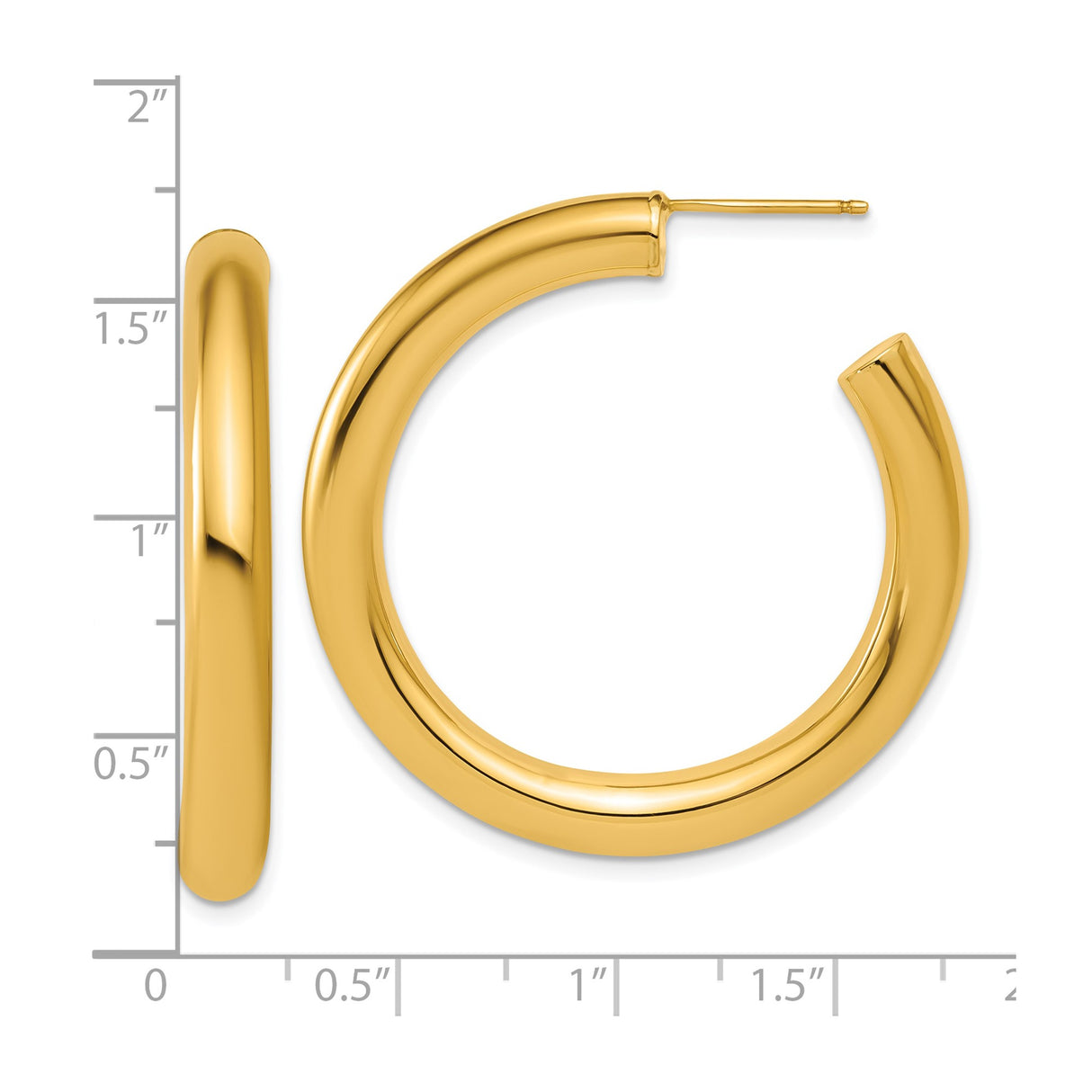 14k Yellow Gold Hoop Earrings, Classic Round Tube Design with Smooth Polished Finish