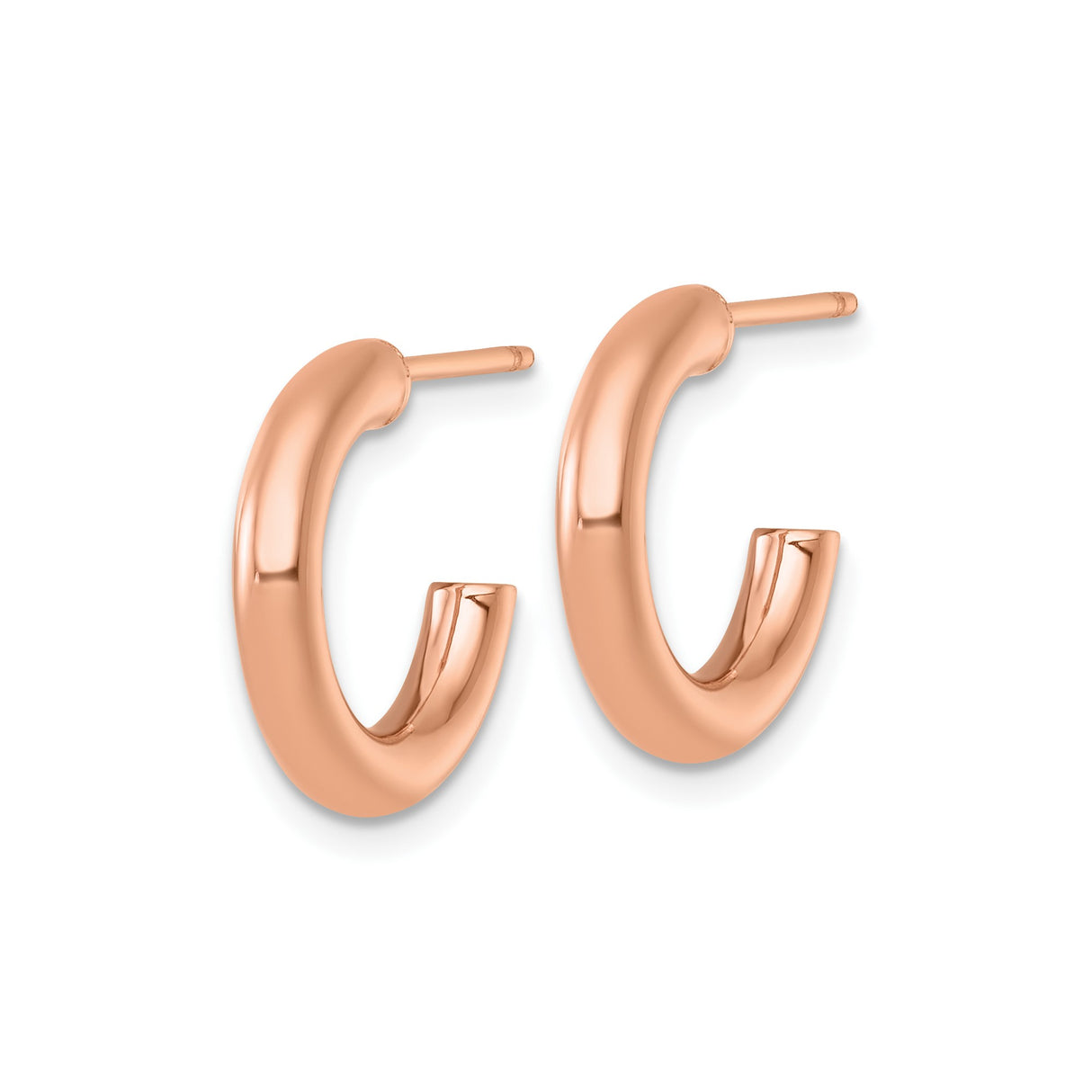 14k Rose Gold Hoop Earrings, Chunky Half Hoop Design with Polished Finish, Modern Minimalist Style