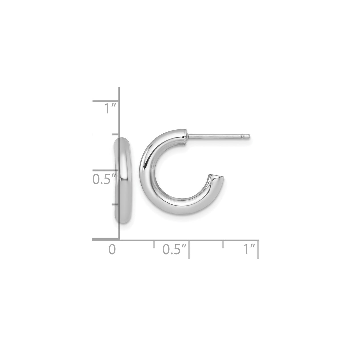 14k White Gold Hoop Earrings, Polished Finish, Classic Rounded Minimalist Design