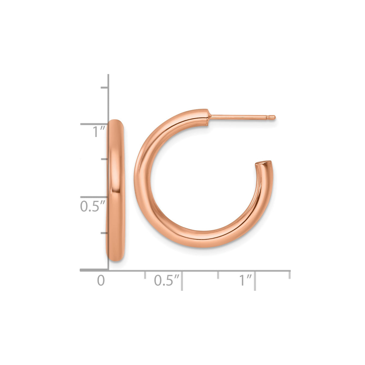 14k Yellow Gold Hoop Earrings, Medium Rounded Tube Design, Polished Finish, Lightweight Classic Style