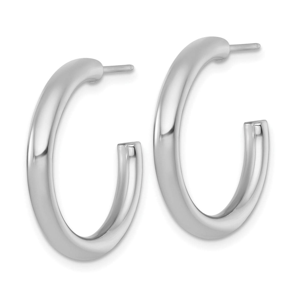 14k Yellow Gold Hoop Earrings, Polished Medium Rounded Tube Design, Minimalist Style for Women