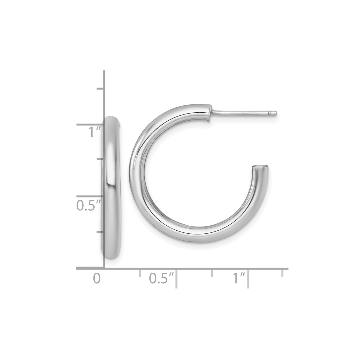 14k Yellow Gold Hoop Earrings, Polished Medium Rounded Tube Design, Minimalist Style for Women