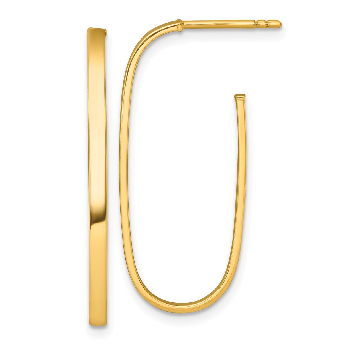 14k Yellow Gold Threader Earrings, Sleek Modern Bar Design, Minimalist Long Dangle Style for Women