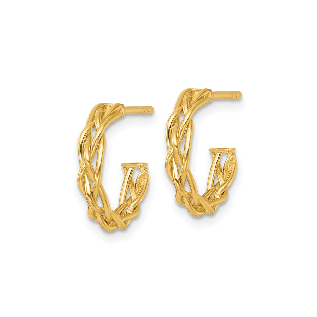 14k Yellow Gold Hoop Earrings with Braided Detail and Interwoven Pattern
