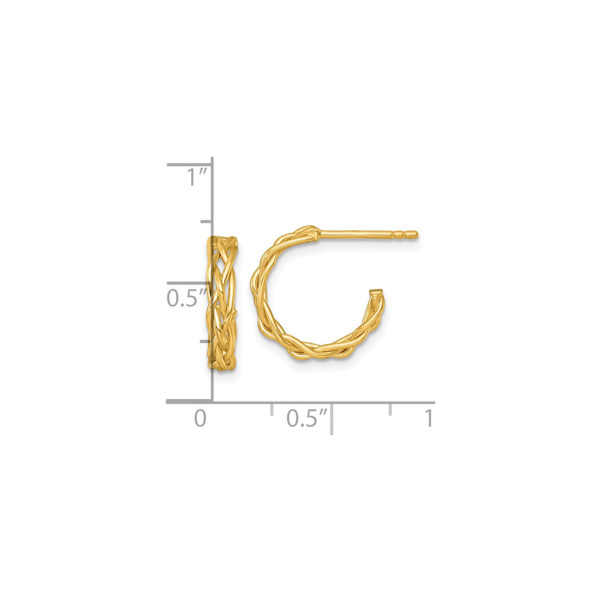 14k Yellow Gold Hoop Earrings with Braided Detail and Interwoven Pattern