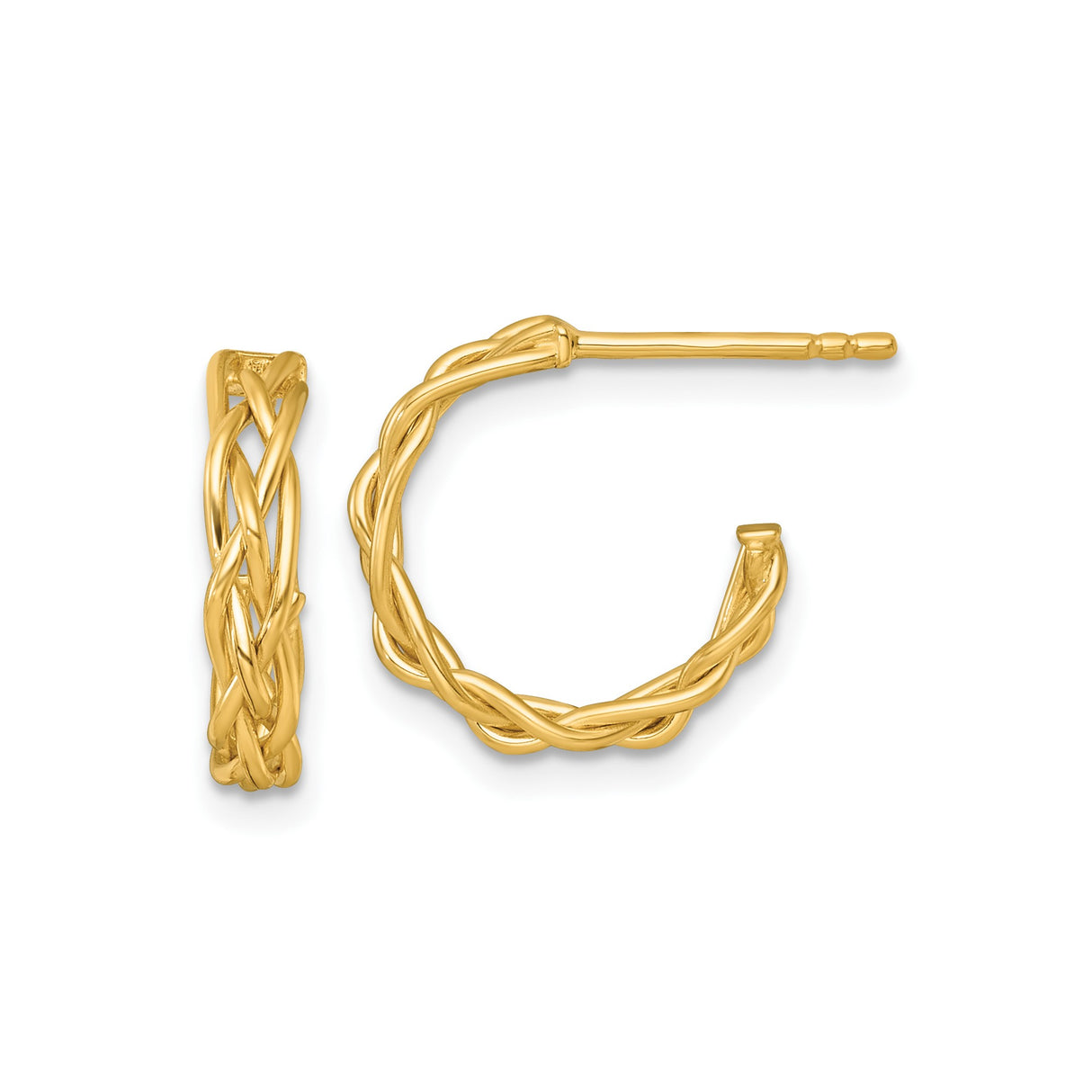 14k Yellow Gold Hoop Earrings with Braided Detail and Interwoven Pattern