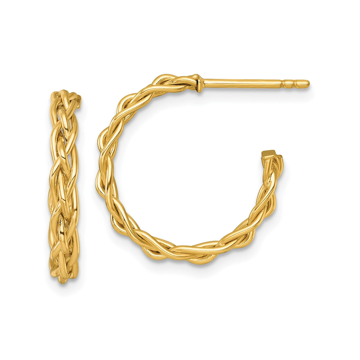 14k Yellow Gold Hoop Earrings with Braided Twist Design
