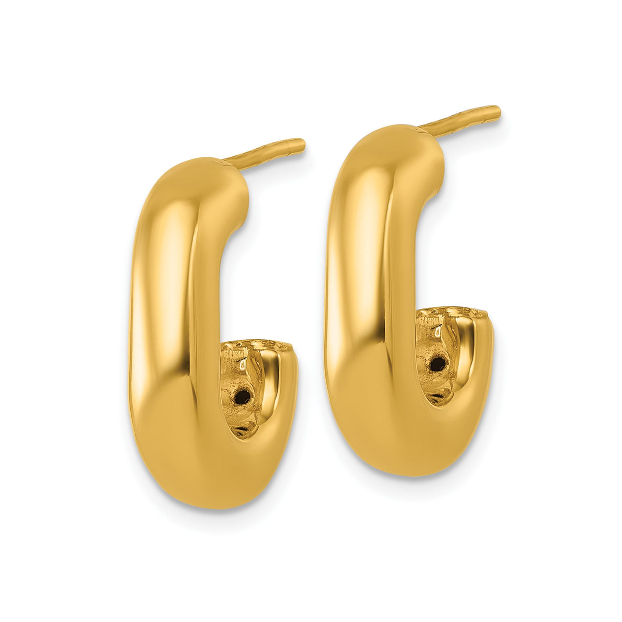 14k Yellow Gold Hoop Earrings, Chunky Oval Minimalist Design, Polished Statement Style for Women