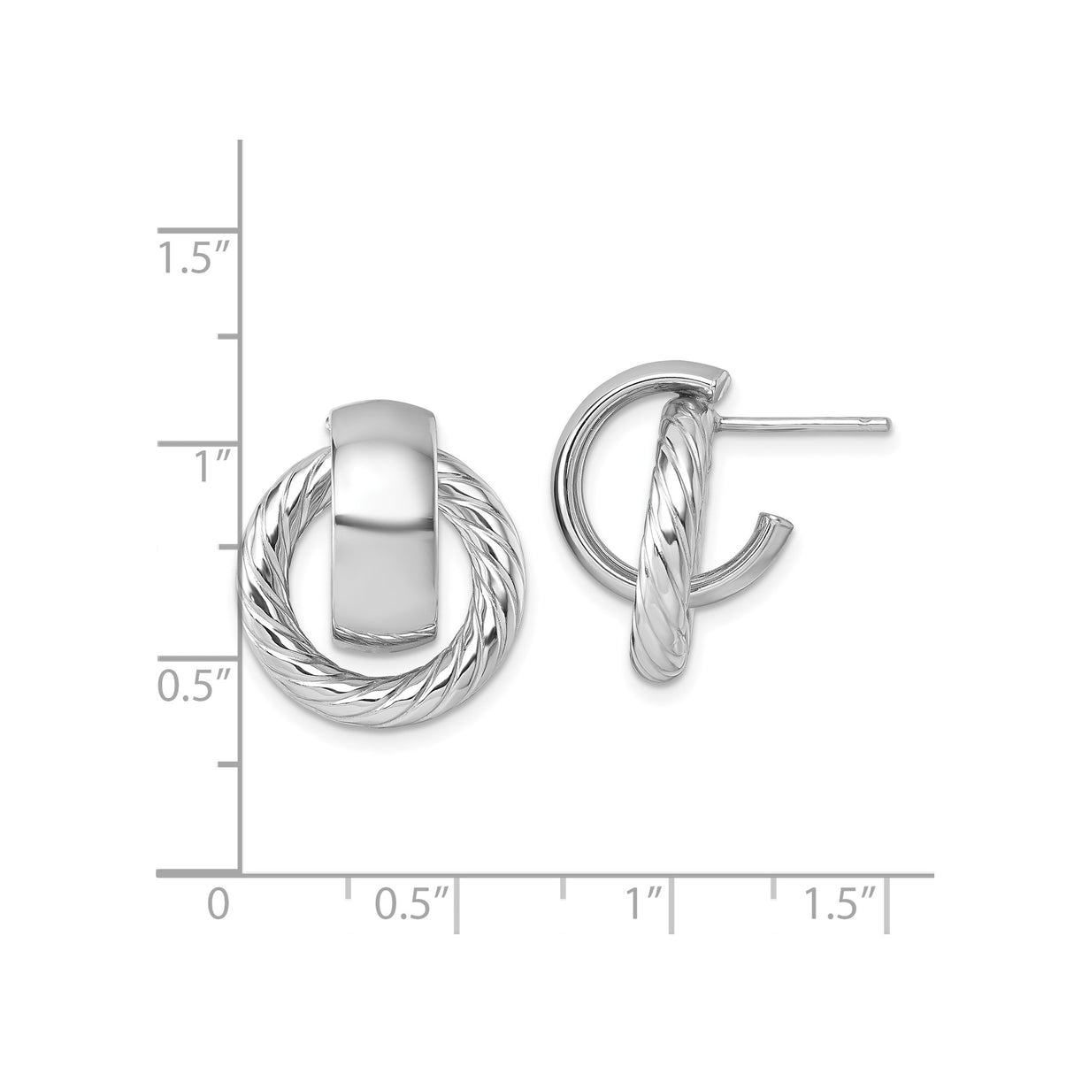 14k Yellow Gold Twisted Rope Hoop Earrings, Two-Tone Textured Design, Polished Finish